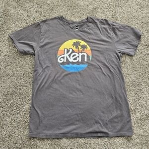 Mens KEN Tshirt by Matel Sz XL Gray With Chest Logo Barbiecore Mailbu Beach